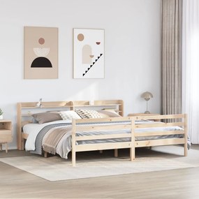 vidaXL Cadru pat cu tăblie 200x200 cm, lemn masiv de pin