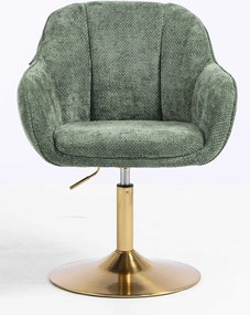 HR2055N Scaun Verde Salvie Grid Premium cu Bază Aurie