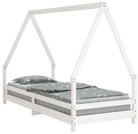 834484 vidaXL Cadru de pat pentru copii, alb, 90x200 cm, lemn masiv de pin