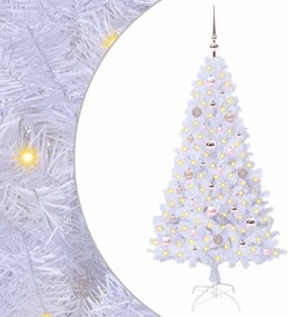 vidaXL Brad de Crăciun artificial cu 150 LED Alb 150 cm PVC și Oțel