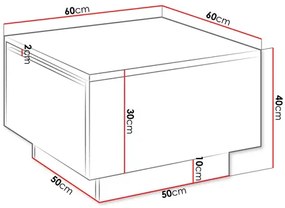 Măsuță de cafea Nasonat 60 x 60 (lucios Alb) (cu sp. depozitare). 1103743