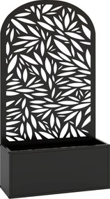 Outsunny Jardiniere Ridicată pentru Grădină și Balcon cu Spalier Arcuit Decorat cu Frunze, pentru Flori și Legume, Montare pe Perete sau Utilizare Independentă, Negru | Aosom Romania