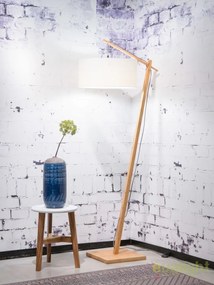 Lampadar cu cadru din bambus si abajur din tesatura in, Andes natur/ alb ANDES/F/4723/W