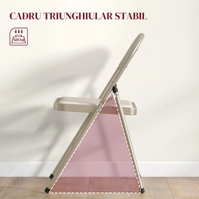 HOMCOM Set de 6 Scaune Pliabile din Metal, Scaune Pliabile din Interior cu Șezut Tapițat din Piele PU și Spătar Deschis | Aosom Romania