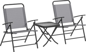Outsunny Set Mobilier de Grădină din 3 Piese cu Scaune cu Spătar Reglabil și Masă, 64x70x87 cm, Gri | Aosom Romania