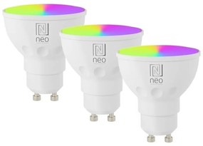 SET 3x bec LED RGB dimabil Immax NEO 07724CDO GU10/6W/230V Wi-Fi Tuya + telecomandă