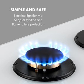 Goldflame Domino, plită pe gaz, 4 arzătoare, arzătoare din alamă, sticlă ceramică