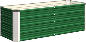 Outsunny Pat de Grădină Ridicat Fără Fund, din Oțel, cu 2 Zone de Cultivare, 125x47x40 cm, Verde | Aosom Romania