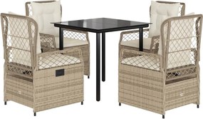 vidaXL Set mobilier de grădină cu perne, 5 piese, bej, poliratan