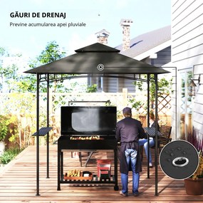 Outsunny Pavilion de grătar cu LED 240 x 150 x 258 cm rezistent la apă, ignifug, pavilion de grătar cu acoperiș dublu | Aosom Romania