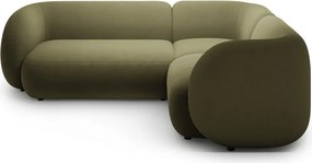 Colțar verde cu tapițerie din catifea (cu colț pe partea dreaptă/în formă de ”L”) Kate – Micadoni