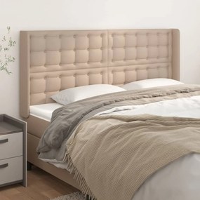 vidaXL Tăblie pat cu aripioare cappuccino 163x16x118/128 cm piele eco