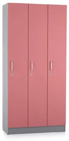 Dulap din lemn Visio LUX - 3 compartimente, 90 x 42 x 190 cm, roz