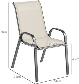 Outsunny Set de 4 Scaune Suprapozabile cu Spătar Înalt și șezut din Plasă, 54x71x93 cm, Negru | Aosom Romania