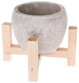 Ghiveci din beton cu suport din lemn Dakls Natural, ø 13 cm, gri
