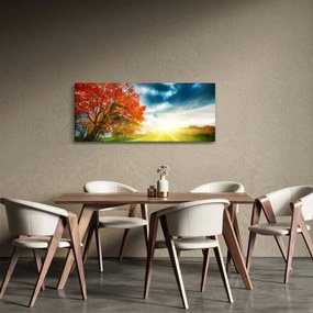 Tablou peisaj cu scufundat în razele solare (120x50 cm)
