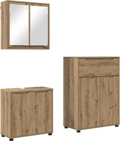 vidaXL Set de mobilier pentru baie cu sertar 3 pcs Stejar Artizanal