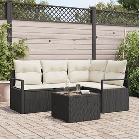 Set de canapea de grădină vidaXL cu 4 piese cu perne Ratan polimer culoare Marron