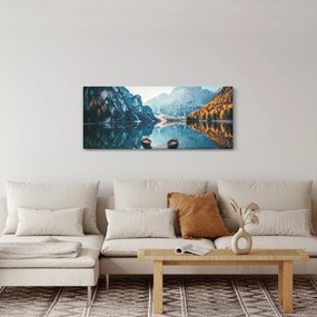 Tablou - Bărci pe Lacul Braies (120x50 cm)
