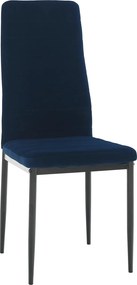 Scaun Coleta Nova, albastru/negru, tesatura de catifea, 41x49x96 cm