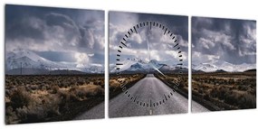 Tablou drumului în deșert (cu ceas) (90x30 cm)