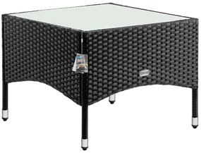 Deuba Masa din ratan / masa de ceai - 58 x 58 x 42 cm - neagra