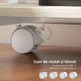 HOMCOM Birou PC cu Sertar Glisant și 2 Rafturi Deschise Alb și Stejar | Aosom Romania