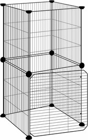 vidaXL Cușcă animale de companie cu ușă, 8 panouri, negru 35x35cm oțel