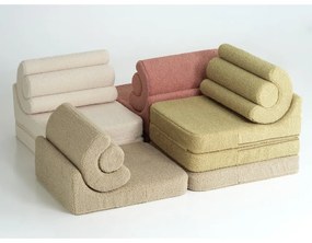 Fotoliu pentru copii maro deschis cu tapițerie din țesătură bouclé Flipster – Wigiwama