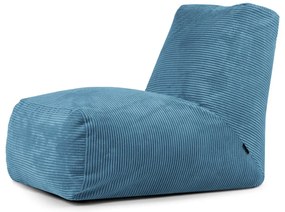 Fotoliu bean bag albastru cu tapițerie din catifea reiată Tube – SLOWDOWN