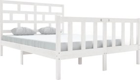 vidaXL Cadru de pat, alb, 140x200 cm, lemn masiv de pin