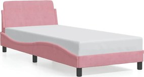 vidaXL Cadru de pat cu tăblie, Dover, roz, 90x200 cm, catifea