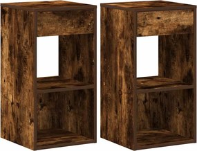 vidaXL Noptiere cu sertar 2 buc Stejar afumat 35x34x66,5 cm