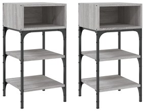 vidaXL Noptiere, 2 buc., gri sonoma, 35x34,5x70 cm, lemn compozit