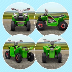 HOMCOM Quad pentru Copii 18-36 Luni din PP și Metal cu Roți Rezistente, Viteză Max 2.5 km/h, Design Aventurier, Verde Gri și Negru | Aosom Romania
