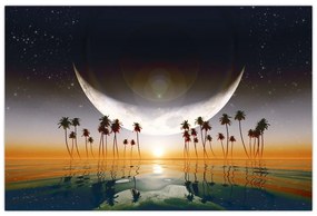 Tablou- Luna deasupra palmierilor (90x60 cm)