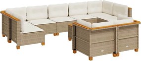 vidaXL Set canapele de grădină cu perne, 10 piese, bej, poliratan