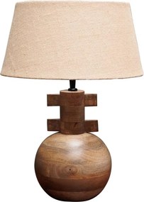 Lampa de masa, din lemn de mango, cu abajur din iuta naturala, Amaru