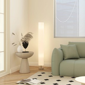HOMCOM Lampă lampadaire coloană pe picior modernă lumină tamizată 40 W 14L x 14l x 120H cm oțel inoxidabil alb | Aosom Romania