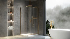 Cabina de dus dreptunghiulara Rea Montana cu usa culisanta 140x90 auriu periat