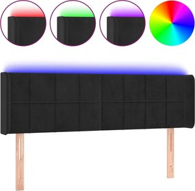 vidaXL Tăblie de pat cu LED, negru, 147x16x78/88 cm, catifea