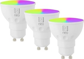 Immax NEO 07724CDO - Set 3 becuri LED RGB dimabile GU10/4,8W/230V, Wi-Fi Tuya + telecomandă