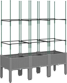 vidaXL Jardinieră de grădină cu spalier gri deschis 120x40x142,5 cm PP