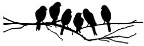 Sticker decorativ perete birds, 48x19 cm, negru