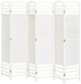 HOMCOM, Paravan interior, 6 panouri pliabile, 242L x 170H cm, lemn de plop, bambus, fibre de hârtie împletită, alb pai | Aosom Romania