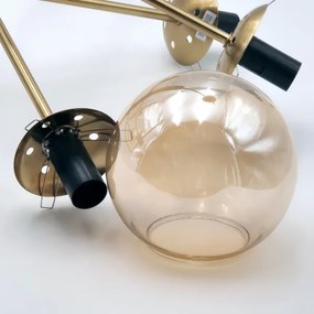 Lustră pe tijă ROLLO 8xE14/5W/230V auriu/fumuriu