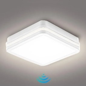 Brilagi - Corp de iluminat exterior LED cu senzor BENE, 24W, 230V, 26x26 cm, alb, IP54