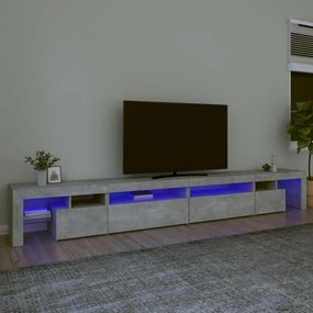 3152805 vidaXL Comodă TV cu lumini LED, gri beton, 290x36,5x40 cm