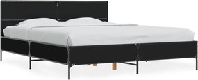vidaXL Cadru de pat, negru, 150x200 cm, lemn prelucrat și metal
