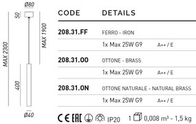 Pendul clasic diametru 4cm, H-150cm I Girasoli 208.31